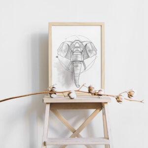 Lámina geométrica de un elefante